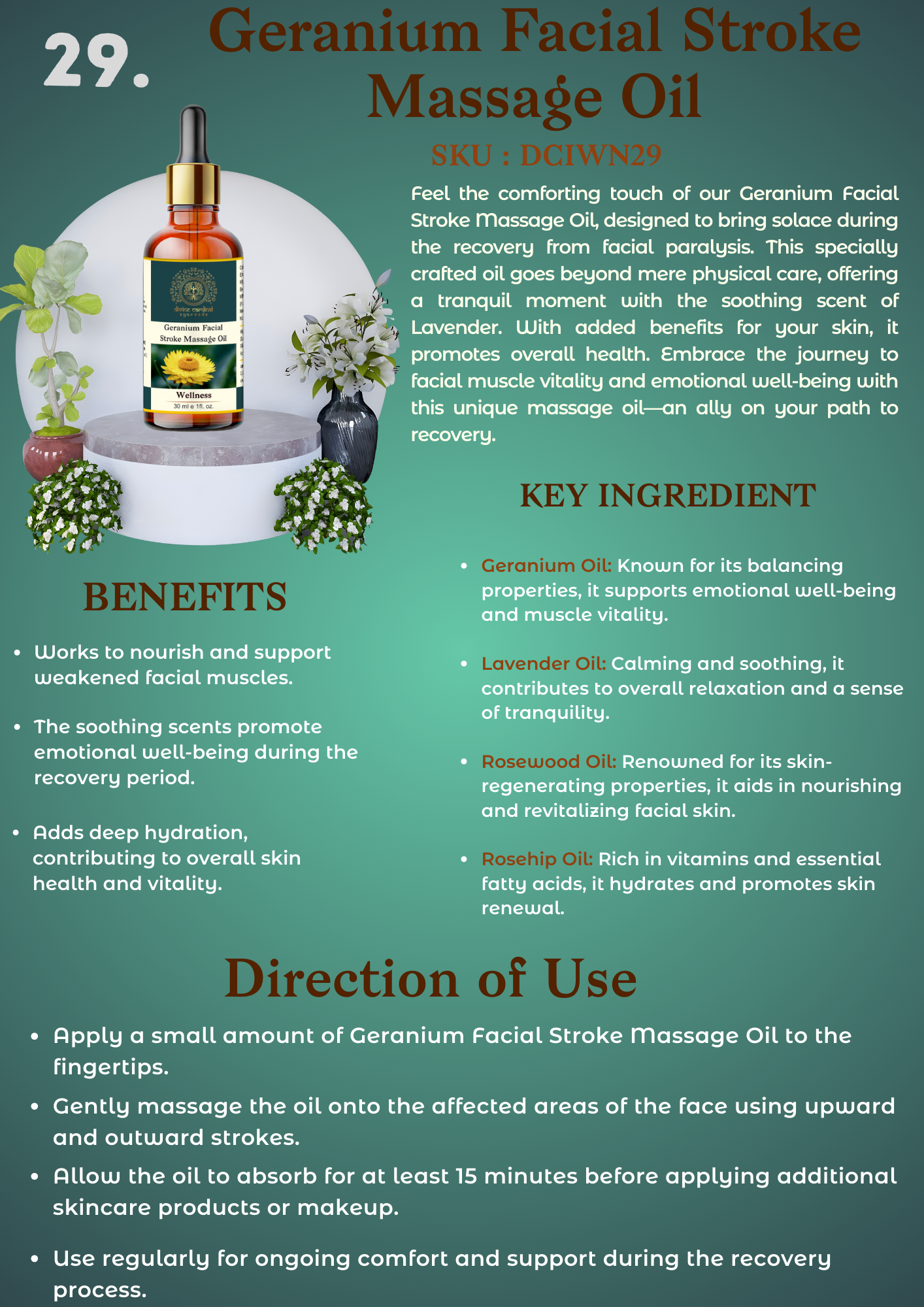 Geranium Facial Stroke Massage Oil