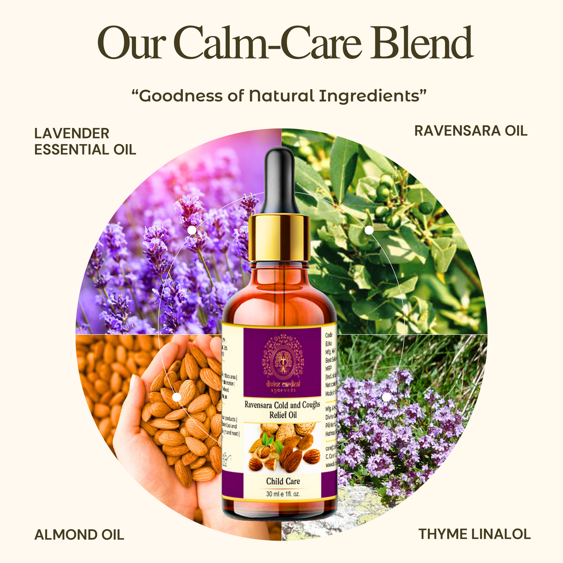 eucalyptus oil for cough, lavender oil, almond oil,  thyme linalol