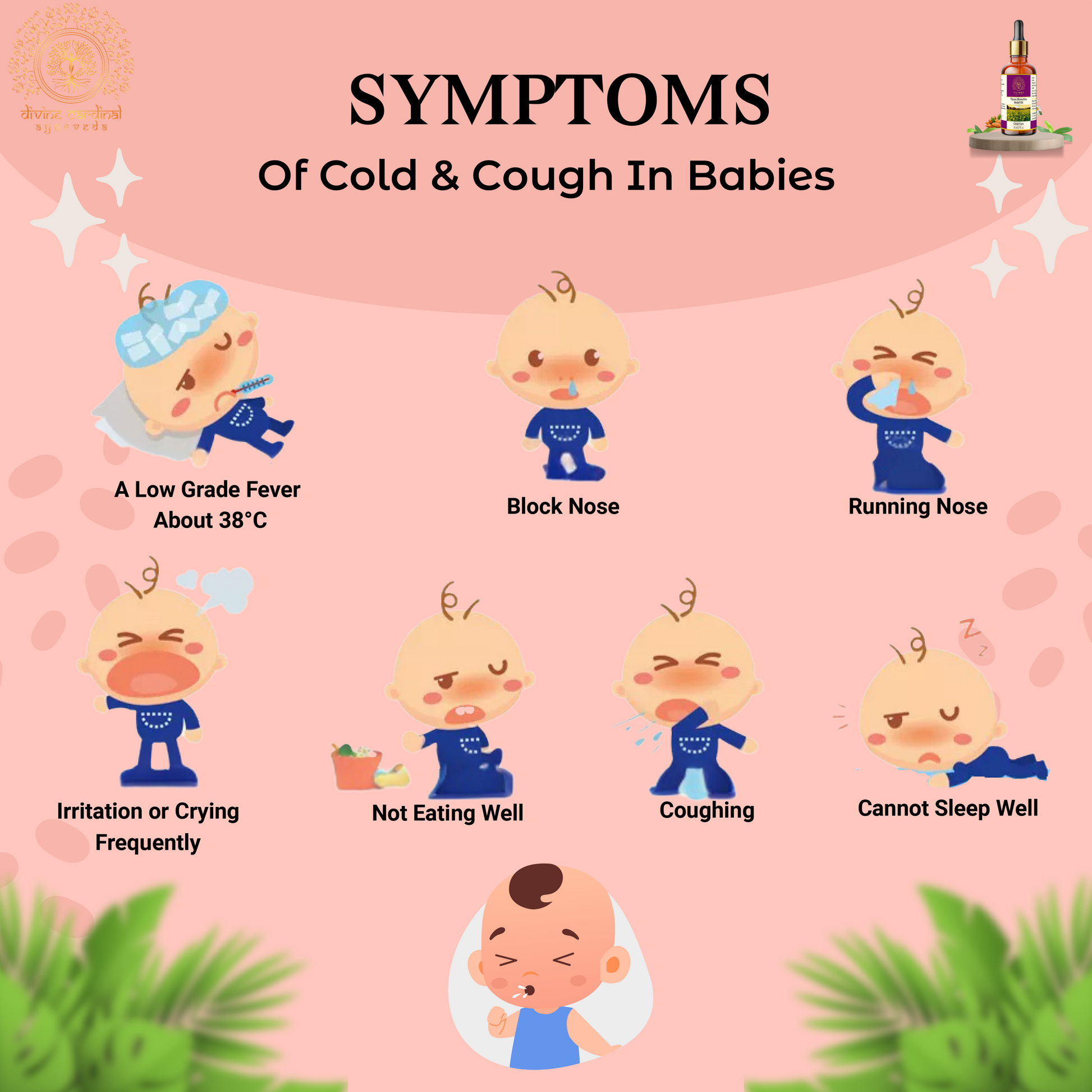 Symptoms of cold & cough. in babies