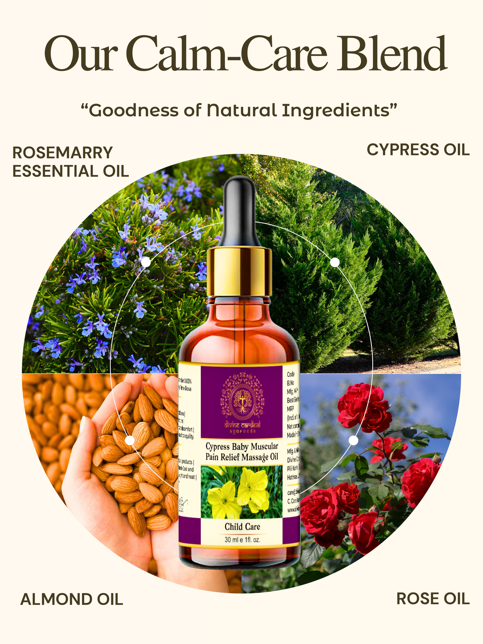 Essential oils for baby colic relief – cypress, lavender, rosemary, and almond oil blend