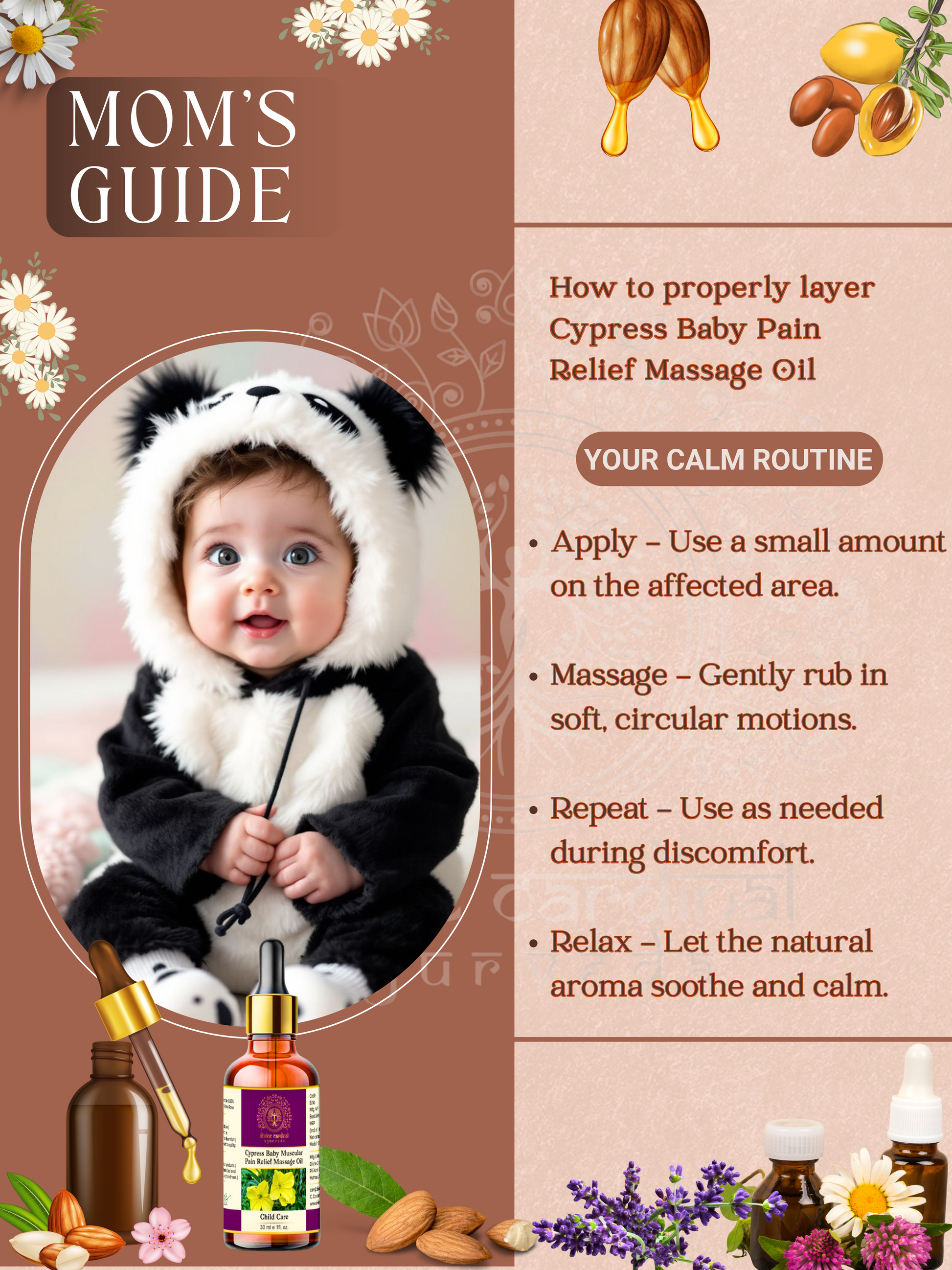 Easy-apply baby tummy ache relief oil with natural essential oils