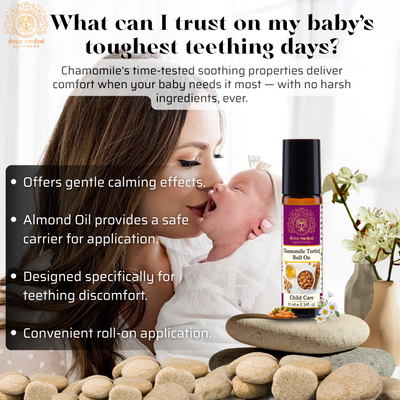 Calming chamomile teething relief for difficult sleeping babies