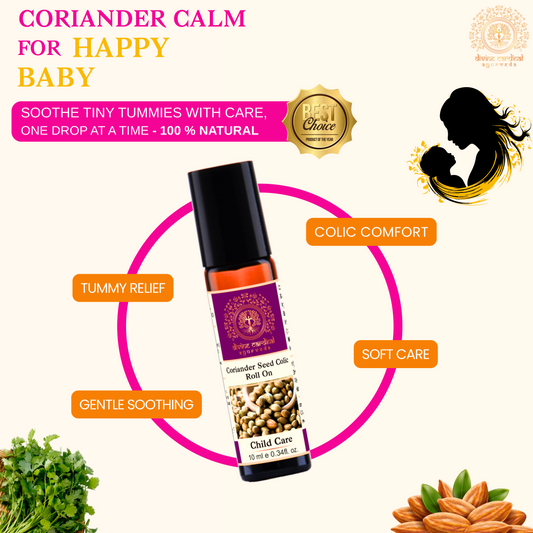 Baby gas relief oil with coriander seed essential oil