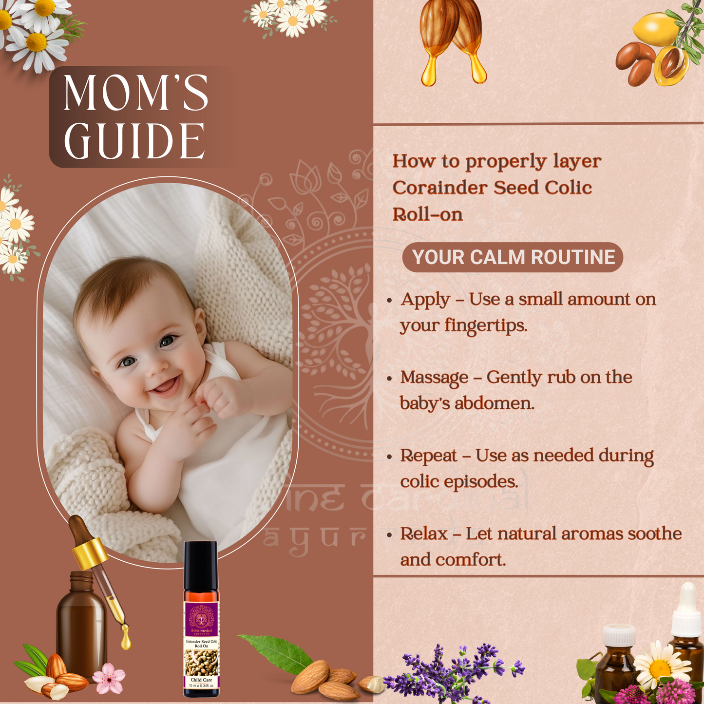 Soothe your baby’s gas, colic, and upset stomach naturally with our KidSafe coriander seed tummy oil. Gentle, safe, and effective relief.