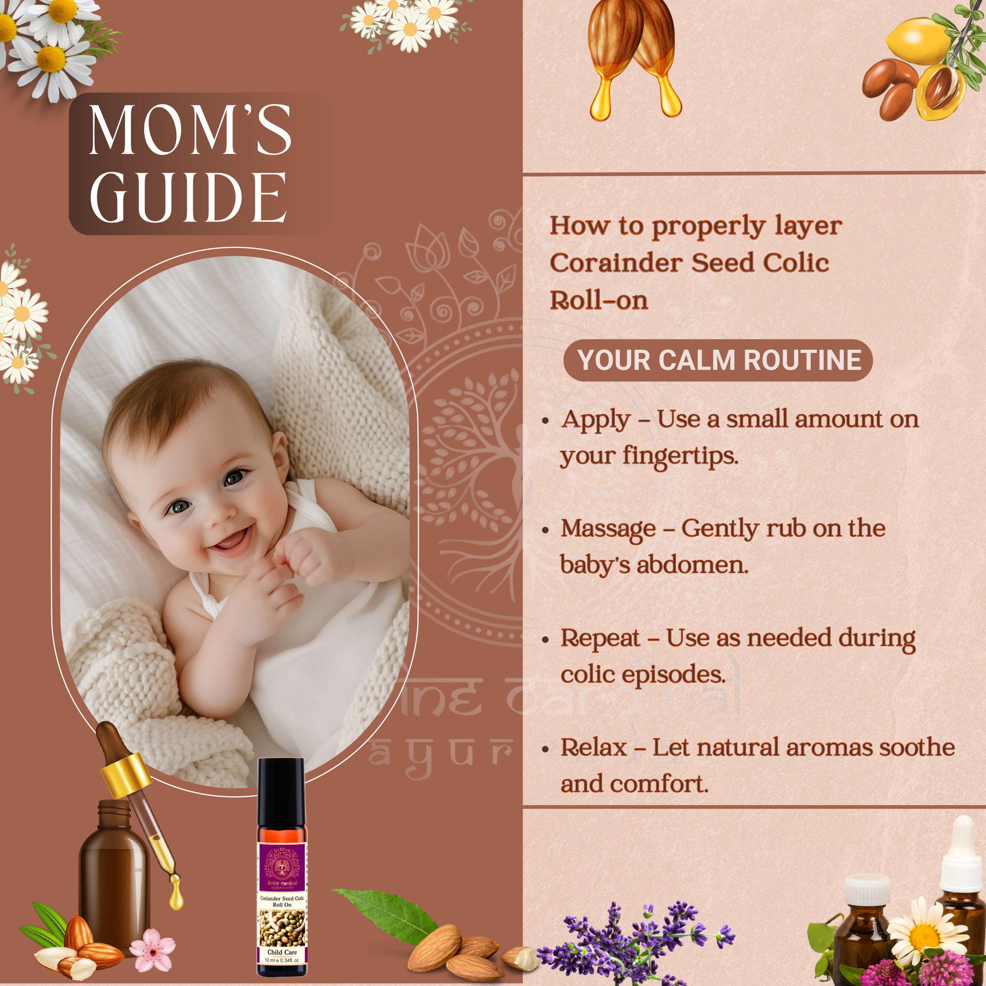 Soothe your baby’s gas, colic, and upset stomach naturally with our KidSafe coriander seed tummy oil. Gentle, safe, and effective relief.