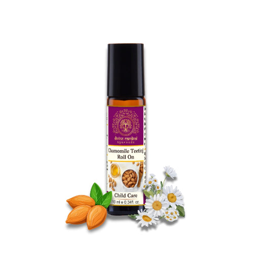 Divine Cardinal India's First Chamomile Teething Roll-On — natural baby gum relief with Roman Chamomile and Almond Oil