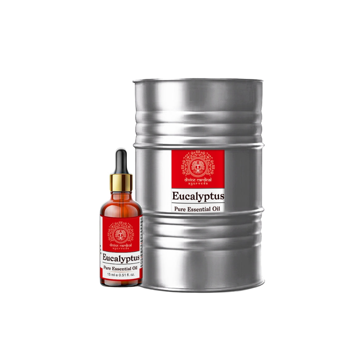 Divine Cardinal Eucalyptus Globulus Pure Essential Oil – bottle with dropper and bulk container