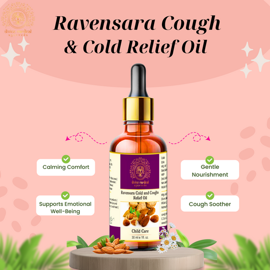 Ravensara essential oil applied to chest for cough relief.